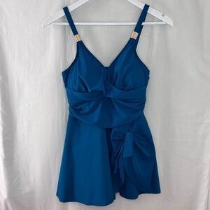 Blooming Jelly Womens One Piece Swimsuit Tummy Control Tie Knot Skirt (Size M)